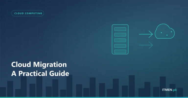Server rack migrating data to the cloud, illustrating cloud migration for Pakistani businesses