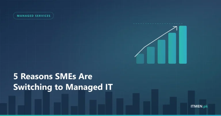 Rising bar chart showing SME growth after switching to managed IT services