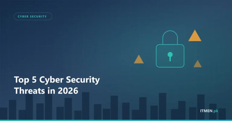 Padlock surrounded by warning symbols representing the top cyber security threats of 2026